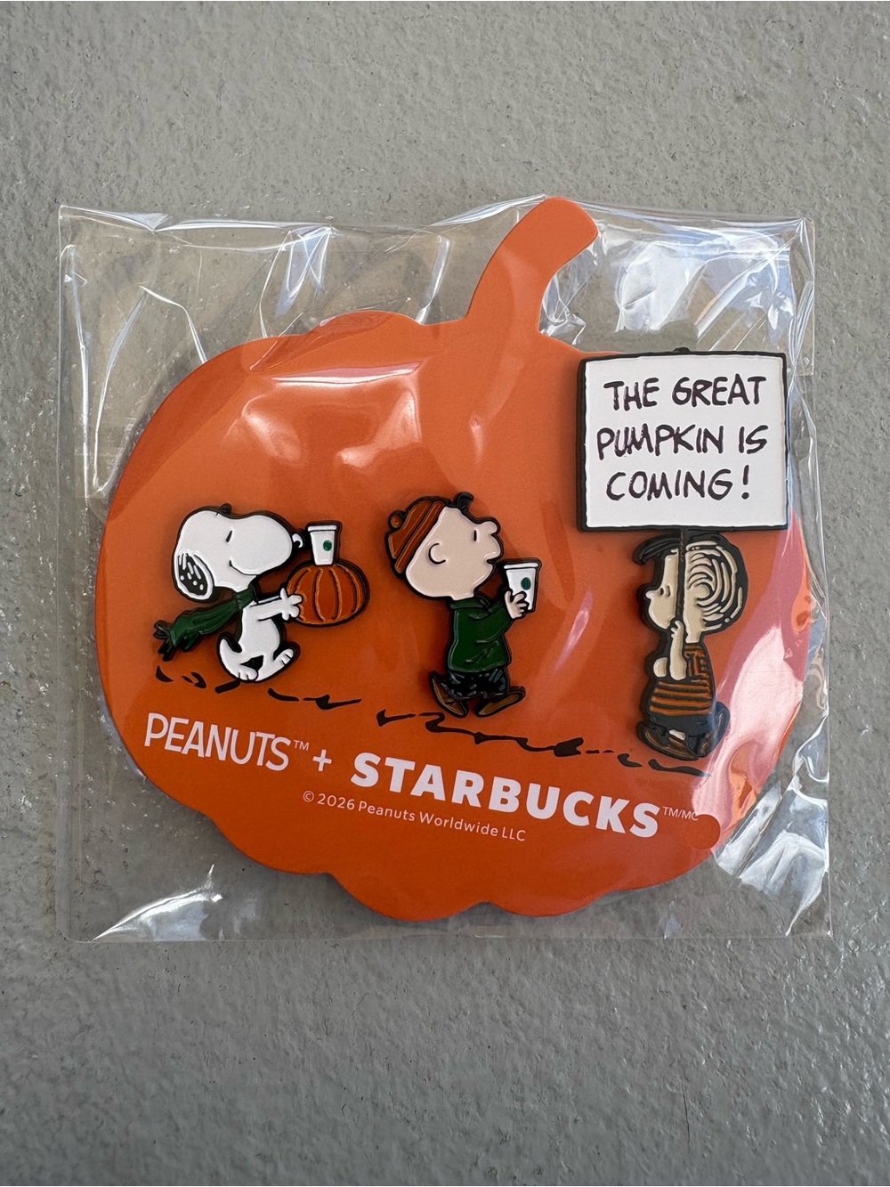 NWT Starbucks Snoopy Peanuts Pumpkin Pin Set